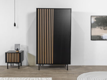 Armoire L100 2 portes CORNEILLE avec tasseaux en pin massif