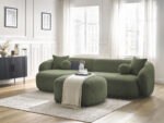 Canapé d'angle fixe ASHLEY avec pouf Vert