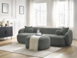 Canapé d'angle fixe ASHLEY avec pouf Gris foncé