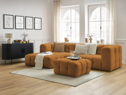 Canapé d'angle fixe CLOUD avec pouf Jaune