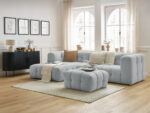 Canapé d'angle fixe CLOUD avec pouf Gris clair