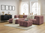 Canapé d'angle fixe CLOUD avec pouf Rose
