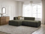 Canapé d'angle fixe modulable ANNECY tissu bouclette Vert