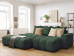 Canapé d'angle fixe MONT-BLANC tissu avec pouf Vert