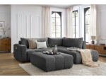 Canapé d'angle L convertible coffre ARSENE avec pouf Gris foncé