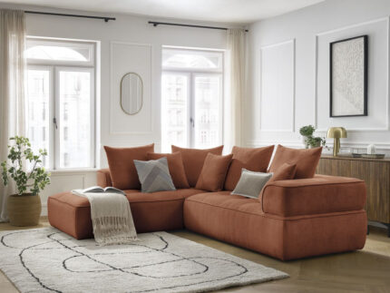 Canapé d'angle L fixe WHESLEY Orange