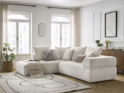 Canapé d'angle L fixe WHESLEY Beige