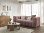 Canapé droit convertible 3 places CLOUD tissu lisse Rose