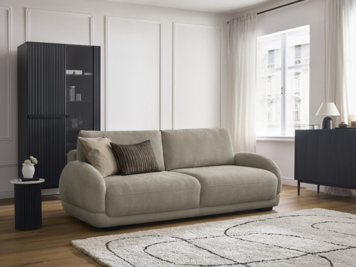 Canapé droit convertible coffre MONICA Taupe