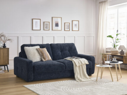 Canapé droit convertible ouverture express CHARLES Bleu foncé