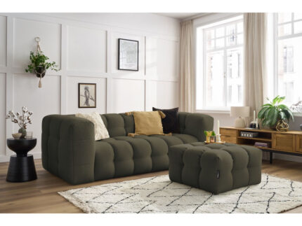 Canapé droit fixe 3 places CLOUD avec pouf Vert