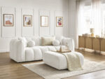 Canapé droit fixe 3 places DENVER avec pouf Blanc