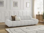 Canapé droit fixe 3 places HAYDEN tissu mesh Blanc