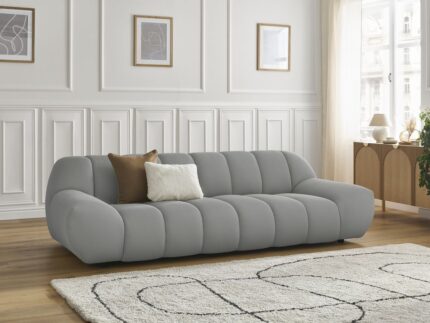Canapé droit fixe 3 places HAYDEN tissu mesh Gris clair