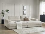 Canapé droit fixe 4 places SIERRA assise profonde tissu texturé Beige