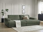 Canapé droit fixe 4 places SIERRA assise profonde tissu texturé Vert