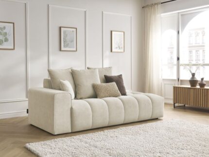 Canapé droit fixe MONT-BLANC velours Beige