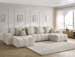 Canapé panoramique fixe MONT-BLANC tissu chiné Beige