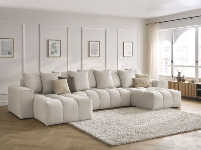 Canapé panoramique fixe MONT-BLANC tissu chiné Beige
