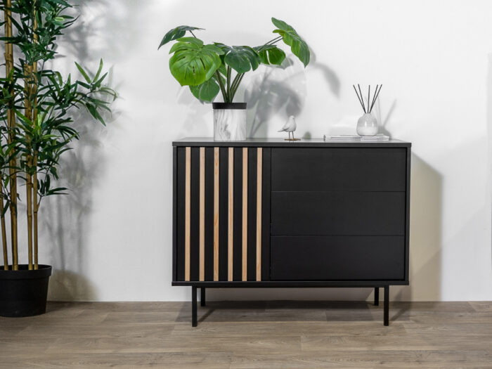 Commode 3 tiroirs 1 porte CORNEILLE avec tasseaux en pin massif