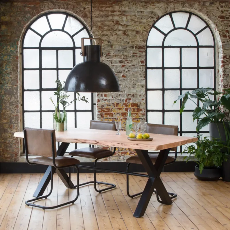 Table à manger en bois d'acacia et métal Tree