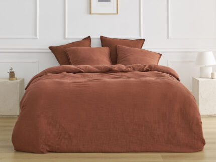 Housse de couette HESTIA en gaze de coton Terracotta