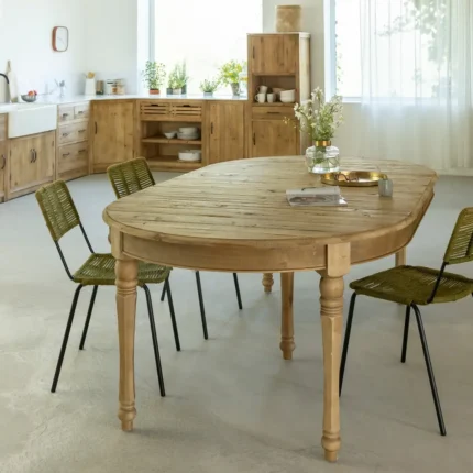Table à manger avec allonges en bois recyclé Garance