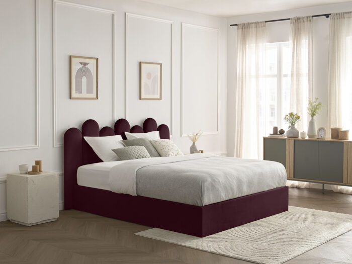 Lit coffre BADJA velours Rouge