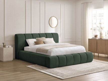Lit coffre DENALI tissu lisse Vert