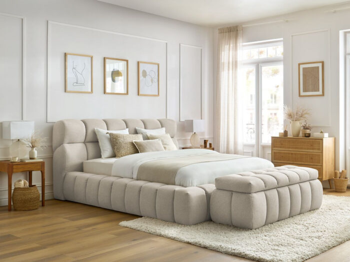Lit coffre MONT-BLANC + Bout de lit MONT-BLANC Beige