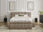 Lit coffre MONT-BLANC + Bout de lit MONT-BLANC tissu mesh Taupe