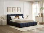 Lit coffre MONT-BLANC tissu bouclette Bleu foncé