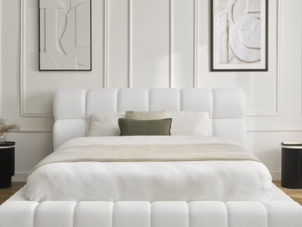 Lit coffre MONT-BLANC tissu mesh Blanc