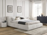 Lit PETER tissu bouclette Blanc