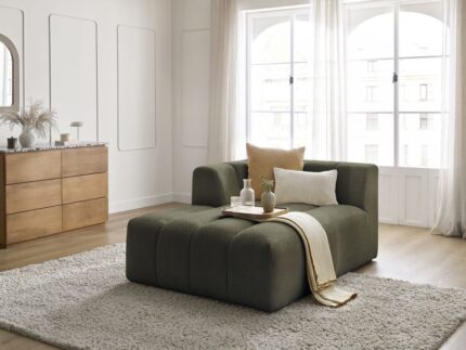 Méridienne pour canapé modulable ANNECY tissu bouclette Vert