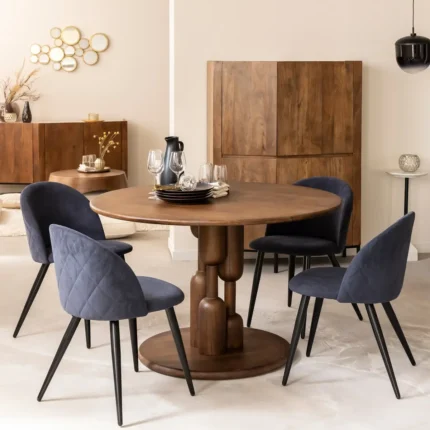 Table à manger ronde en bois de manguier Zola