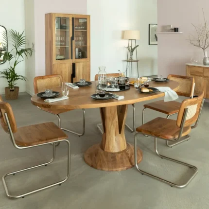 Table à manger ovale en bois d'acacia 175 cm Sauge