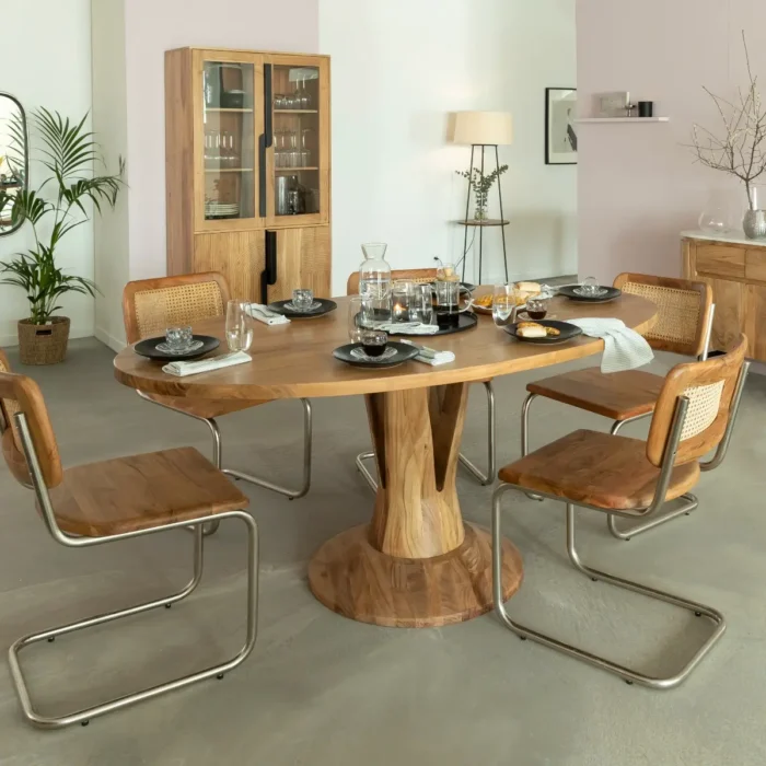 Table à manger ovale en bois d'acacia 175 cm Sauge