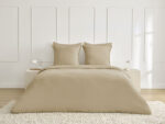 Parure de lit en Lin lavé ARES avec une housse de couette, 2 taies d'oreiller Beige