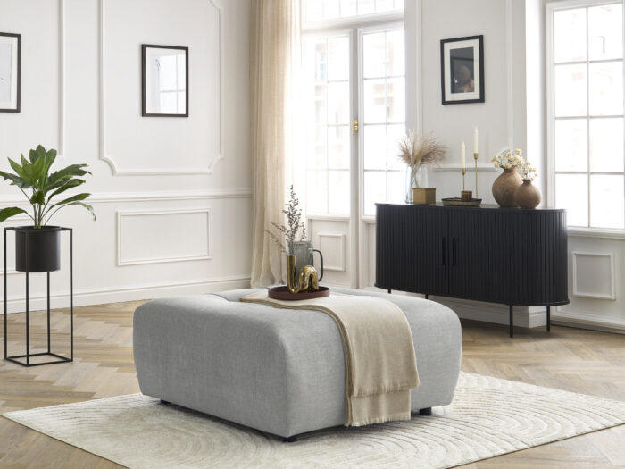 Pouf ARSENE tissu velours Gris clair