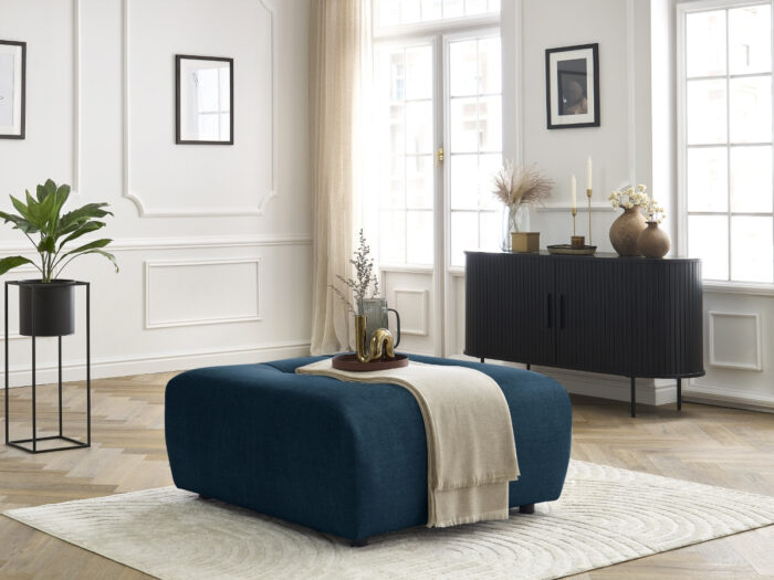 Pouf ARSENE tissu velours Bleu