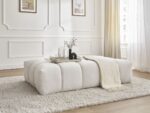 Pouf EVEREST tissu texturé Blanc
