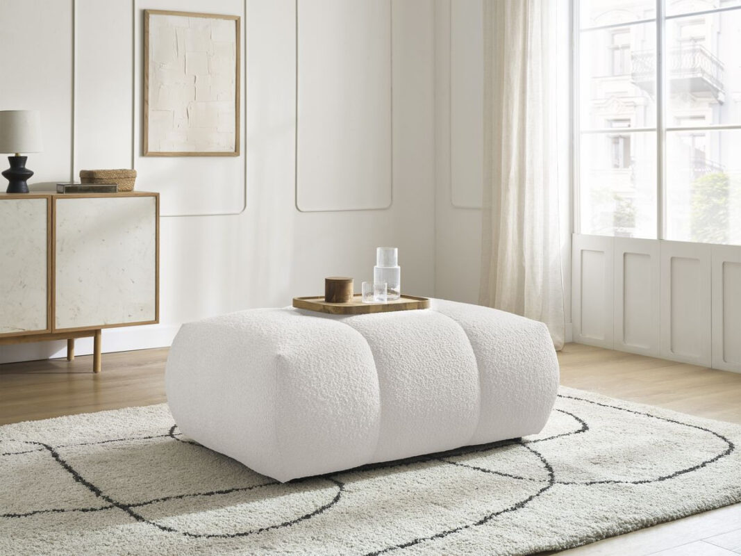 Pouf FUJI tissu bouclette Blanc