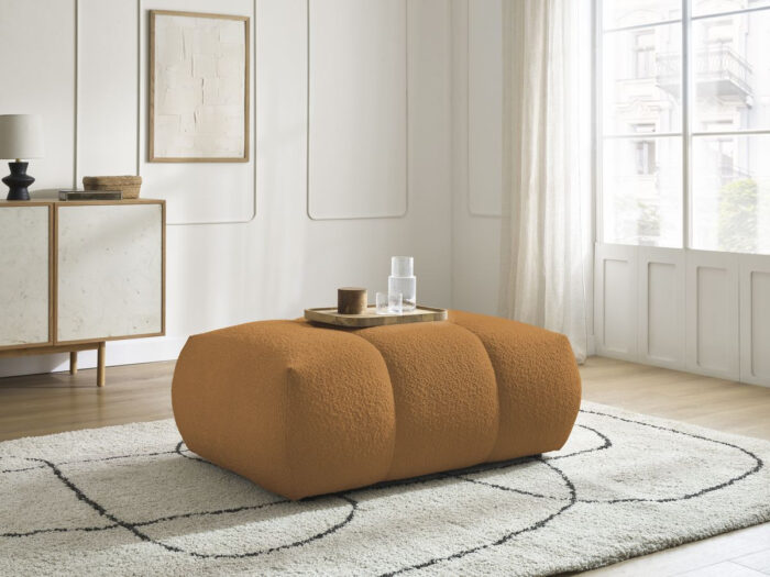 Pouf FUJI tissu bouclette Jaune