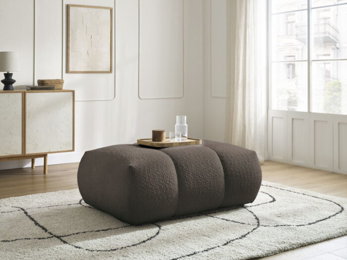 Pouf FUJI tissu bouclette Marron