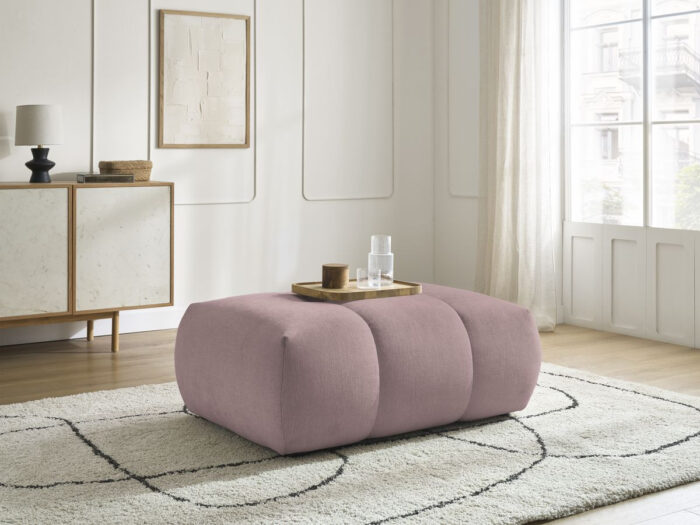 Pouf FUJI tissu lisse Rose