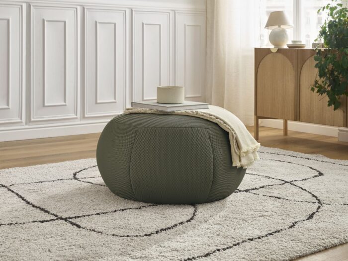 Pouf rond sans plateau HAYDEN tissu mesh Vert