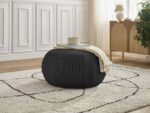 Pouf rond sans plateau HAYDEN tissu mesh Noir