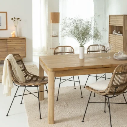 Table à manger rectangle en bois avec allonges en acacia Marin