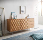 Buffet Fevo 175 cm acacia nature 2 portes 3 tiroirs Pied-L